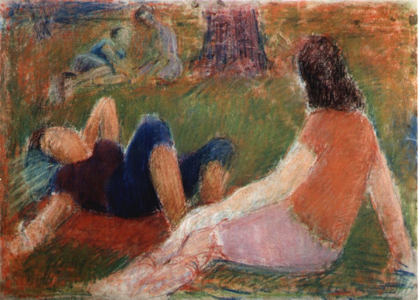 Le Cascine: two couples in the grass graphic