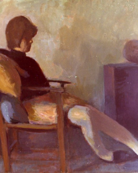 Sitting young woman graphic