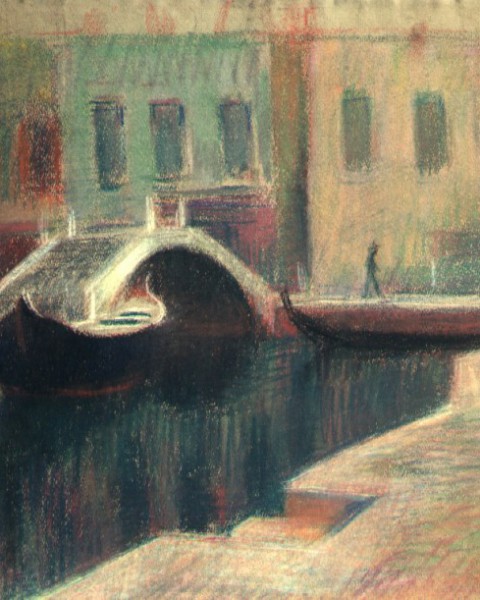 Venice: Houses, bridges, and a barge graphic