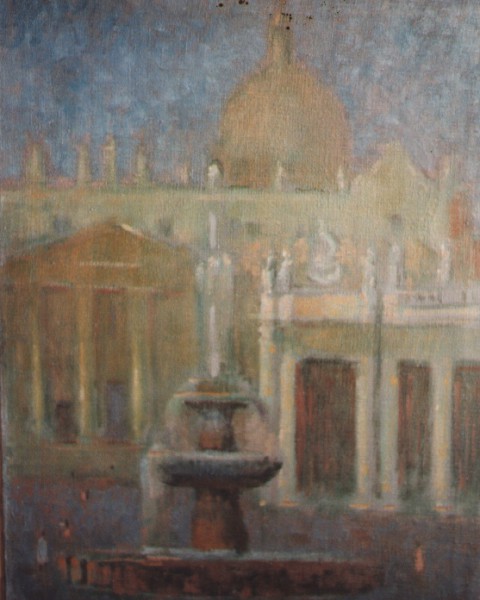 Piazza San Pietro con la fontana graphic