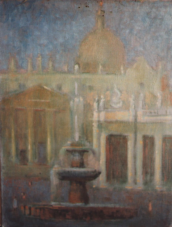 Piazza San Pietro con la fontana graphic