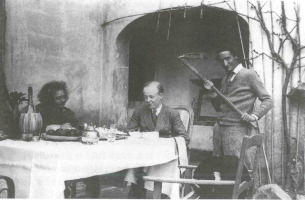 Fig. 7: Maja Einstein, Fritz Rougemont e Paul Winteler a ’Samos’